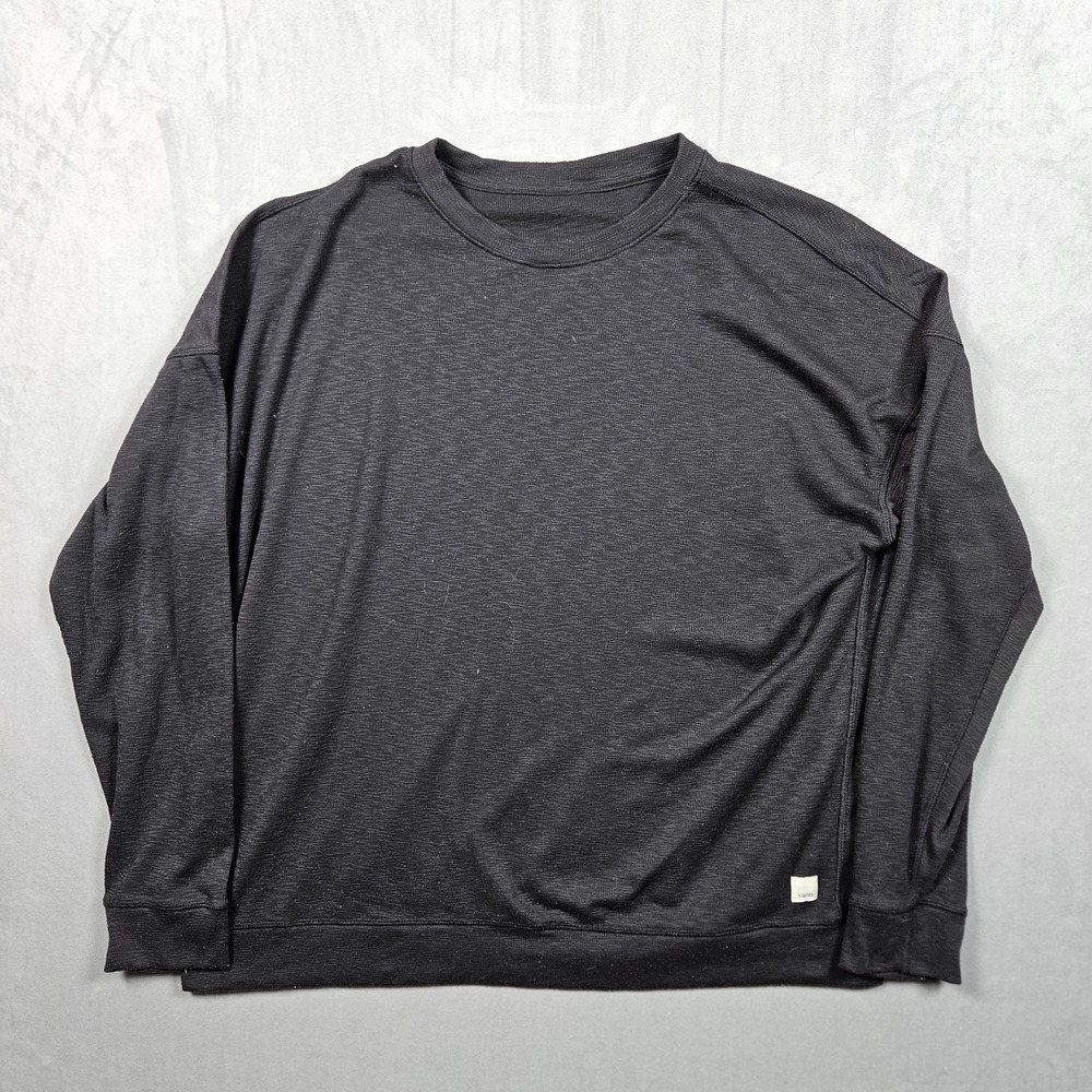 Vuori Long-Sleeve Sunrise Crew T-Shirt Womens Medium Black Relaxed Stretch